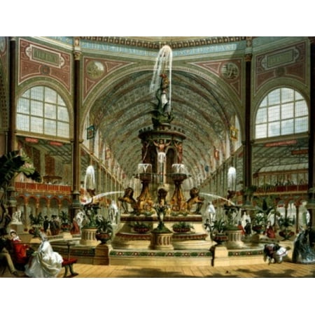 Majolica Fountain in the International Exhibition of London in 1862 Designed by John Thomas Illustration  Color lithograph Poster