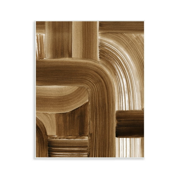 Stupell Industries Brown Curved Paint Strokes Abstract Painting Unframed Art Print Wall Art, 11 x 14