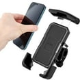 thumbnail image 1 of PENGXIANG Motorcycle Phone Mount 360° Rotatable Bike Phone Holder One-Touch Automatically Lock Handlebar Cell Phone Cradle Quick Release Mobile Phone Clamp for 4-7 Inch Cellphones, 1 of 9