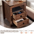 thumbnail image 5 of OKD Farmhouse Nightstand Set of 2 with Charging Station for Bedroom, 2-Drawer End Table, Reclaimed Barnwood, 5 of 7