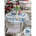 thumbnail image 4 of Outdoor Tablecloth with Umbrella Hole & Zipper, Blue Octopus Coastal Round Tablecloth 54 Inch, Summer Beach Coral Starfish Shell Vintage Patio Table Cover Waterproof Table Cloth for Picnic/Party, 4 of 7
