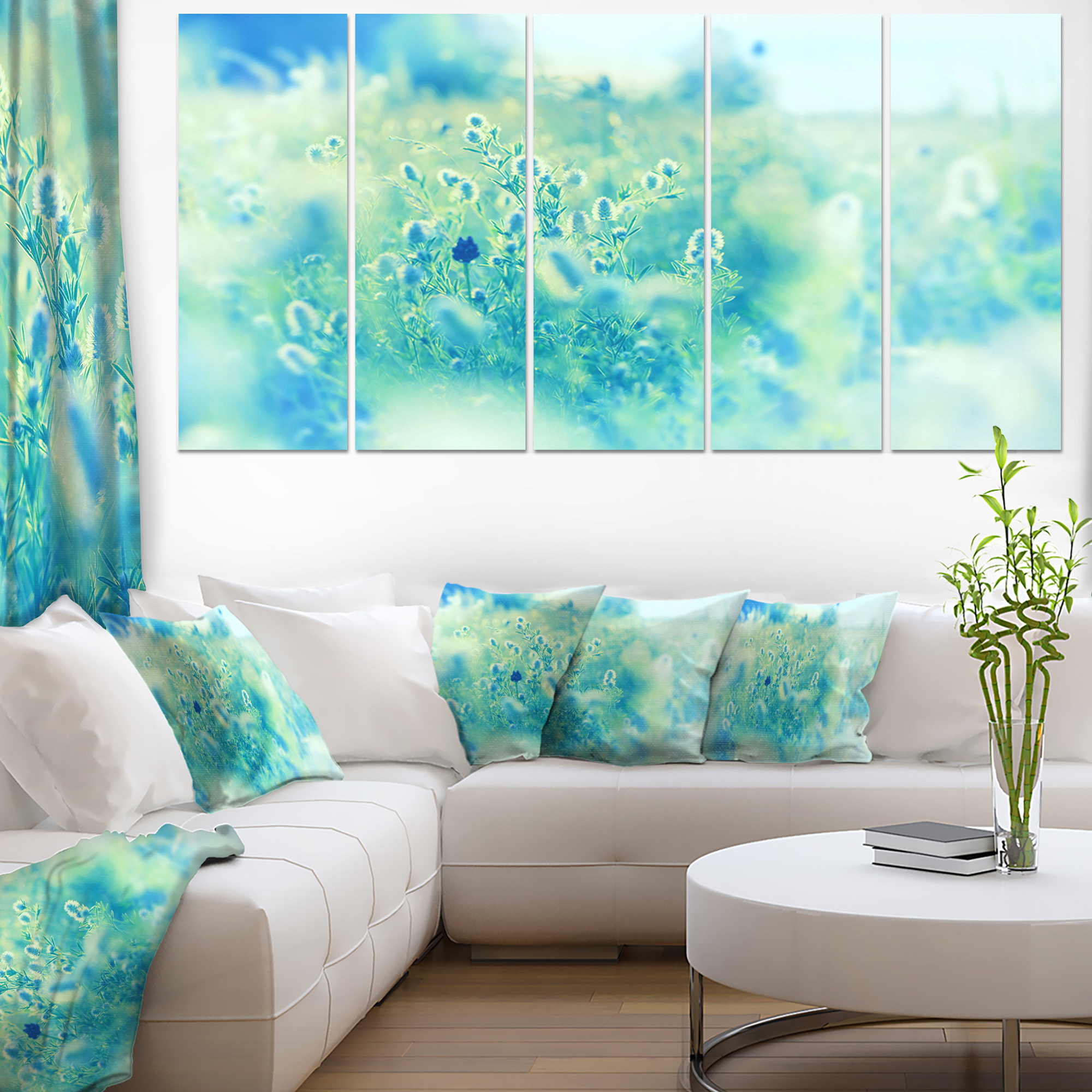 Tableau Mural Aquarelle Plumes Bleu & Or 40x30 Cm | Impression HD Sur Toile | Cadre Bois Massif | Prêt à Accrocher
