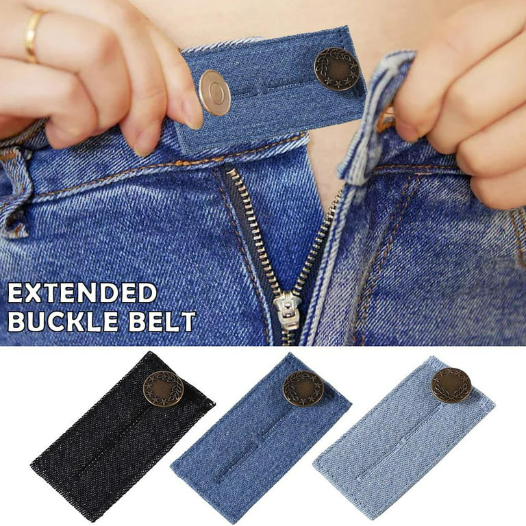 Jeans Waist Extender, Waistband Extenders, Elastic Waist Extender Strong  Adjustable Pants Button for Pants, Jeans, Trousers and Skirt, Black, Blue  and Dark Blue W0A1 