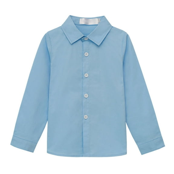 Kid Boys Button Down Shirts Boys Formal Outfit Blue Shirt Girls Dress Shirt Uniform Shirts For Girls 3-4 YearsFormal Outfits