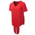 thumbnail image 3 of A2Y Women's Loose Fit Short Sleeve Button Down Front Tie Top Ruby L, 3 of 7