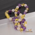 thumbnail image 5 of Amberalia knotted Baltic Amber Necklace with Amethyst, GIA Certificated - for natural remedies - Boost immune System - Lemon-Quartz-Amethyst 12.5”, 5 of 7