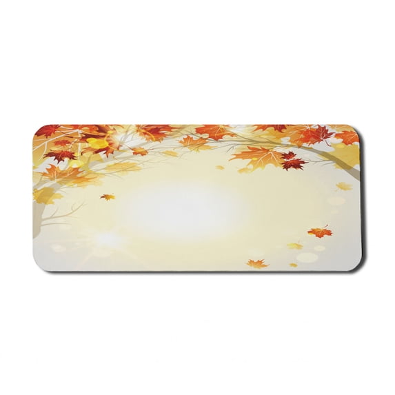Fall Computer Mouse Pad, Soft Image of Faded Shedding Fall Leaves from Tree Motion in Nature Concept Print, Rectangle Non-Slip Rubber Mousepad X-Large, 35" x 15" Gaming Size, Multicolor, by Ambesonne