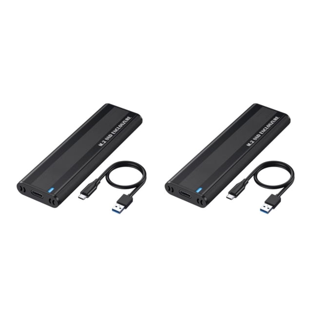 Injueey 5/10Gbps M2 SSD Case Dual Protocol Cartucho M.2 a USB Tipo C 3.1 Adaptador para PCIE Disk Boxes 10Gbps 10 Gbps CA 2Conjunto