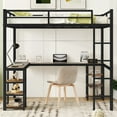 thumbnail image 2 of Bellemave Full Loft Bed with L-shaped Desk and Storage Shelves, Full Size Metal Loft Bed Frame for Students, Teens Loft Bed with Guardrails and Ladder, No Box Spring Needed, Black, 2 of 12