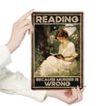 thumbnail image 2 of HELLOYOUNG Reading Books Funny Quotes Vintage Metal Tin Sign - "Reading Because Murder Is Wrong" - Wall Art for Home Reading Room Library, 2 of 6