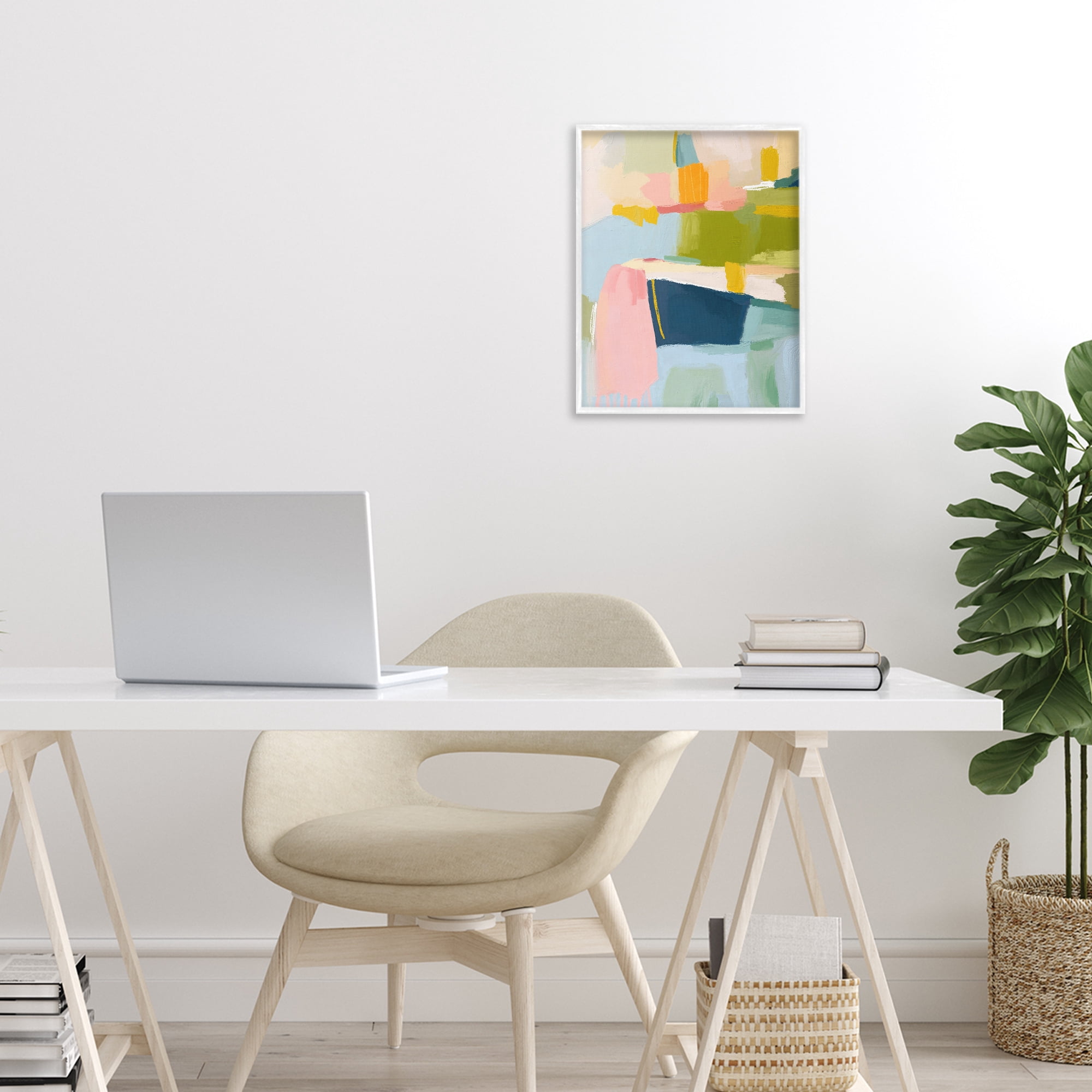 Stupell Industries Pastel Wonder Brushstrokes White Framed Giclee Art, design by Lisa Nohren