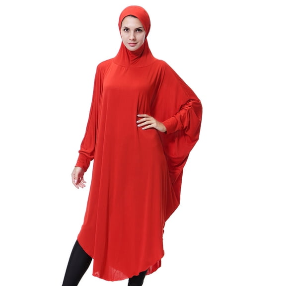 Pounoo Abayas Batwing Sleeve Hooded Maxi Length Loose Fit Breathable Modest Islamic Clothing Prayer Garment Gift