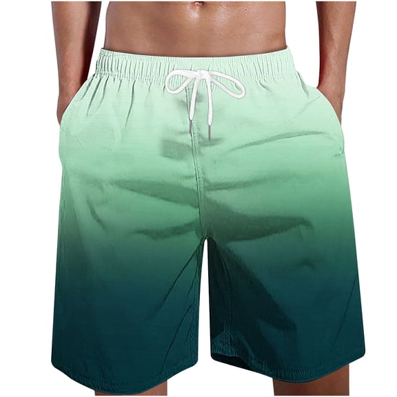 IYTR Mens Shorts Elastic Waist Drawstring Gradient Color Lightweight Casual Shorts Beach Shorts with Pockets Summer Shorts Green M
