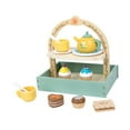 thumbnail image 3 of Juego de madera para fiesta de té, accesorios de cocina, con comida, postre, juego de simulación, juguetes de madera para niñas y niños de 3 a 6 años,, 3 of 9