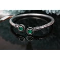 thumbnail image 3 of Sunsoul By Touchstone Indian Bollywood Handcrafted Exemplary Dotted Braids Green Onyx Designer Jewelry Openable Bracelet In Oxidized Silver Tone For Women, 3 of 6