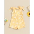 thumbnail image 3 of FEORJGP Kids Little Girl One-piece Shorts Jumpsuits 6M 12M 18M 2T 3T 4T Toddler Baby Sleeveless Overalls Casual Daisy 3D Bow Round Neck Ribbed Rompersn Cute Summer Clothes for Daily Vacation, 3 of 6