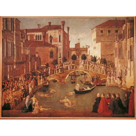 - Miracle Of The Relic Of The Cross On San Lorenzo Bridge Stretched Canvas - (36 x 24)
