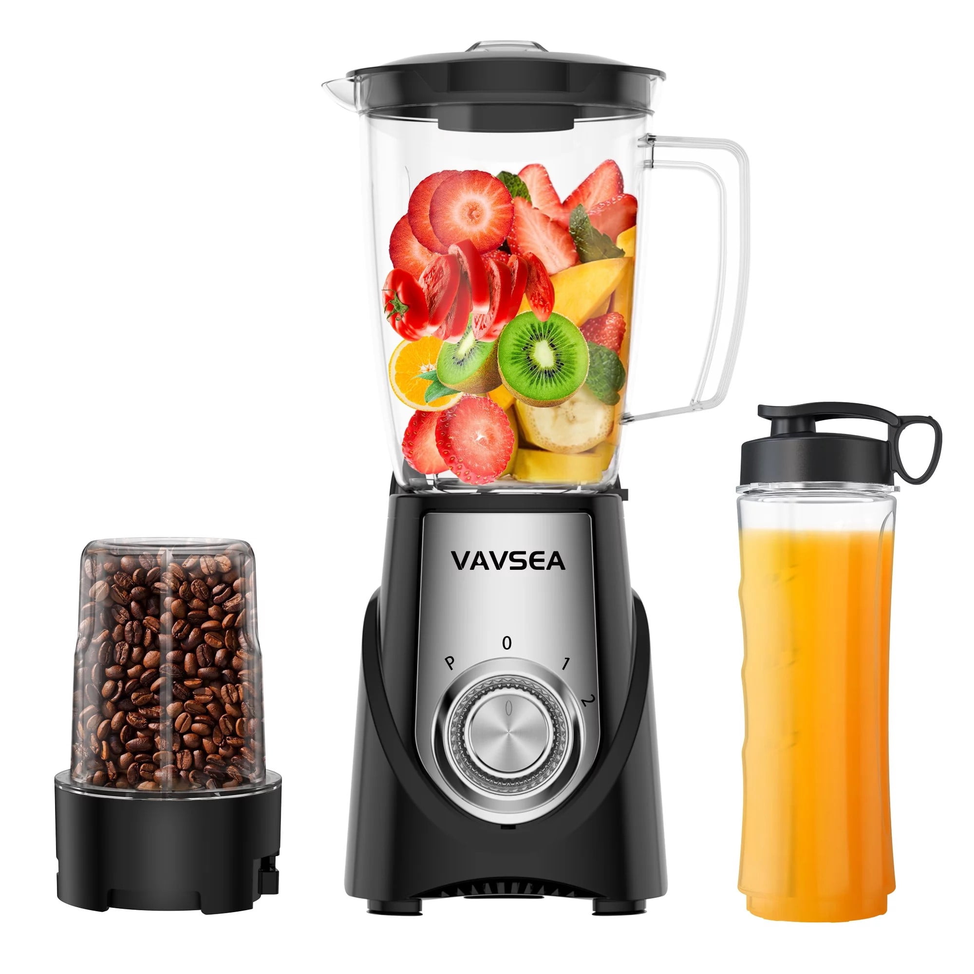 VAVSEA 3-in-1 Smoothie Blender, 1000W Blenders and Grinder Combo for Kitchen with 2 Speeds & Pulse, BPA-Free