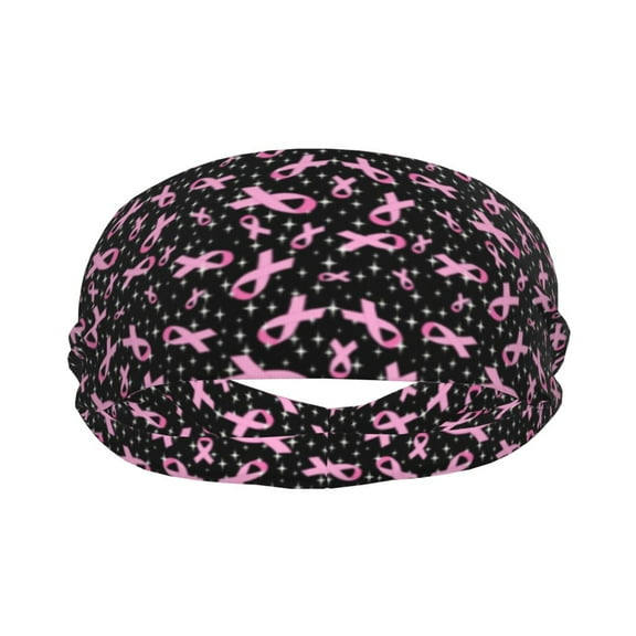 Yiaed Breast Cancer Awareness (2) Print Sports Headbands,Moisture Wicking Workout Headband, Sweatband Headbands for Running,Cycling for Women and Men
