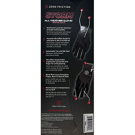 Zero Friction Men's Storm All Weather Golf Gloves, Universal-Fit, Black, Pair