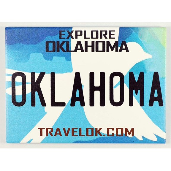 Oklahoma License Plate Fridge Collector's Souvenir Magnet 2.5" X 3.5"