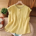 thumbnail image 3 of Linen Tops for Women, Yigetop Tank Top for Women Solid Color Sleeveless Blouse Summer Cotton Linen Shirts Casual Round Neck Basic Top Cotton Boho Tops for Women Yellow 3XL, 3 of 9