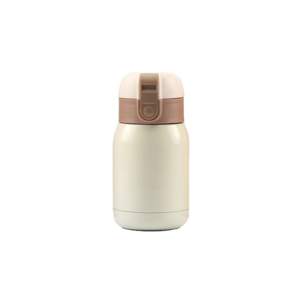 Advancent Botella de agua con tapa para estudiantes grandes, taza de café a prueba de fugas, frascos con aislamiento de dibujos animados de Cocina y Comedor Beige 200ml