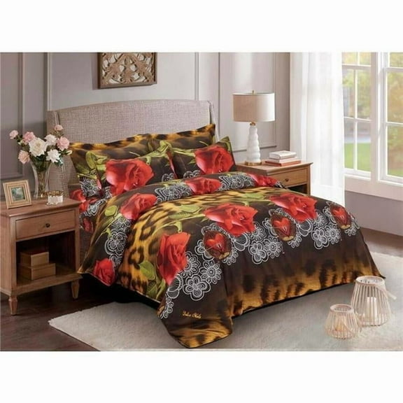 Floral Bedding Duvet Cover Set, Queen Size - Passion