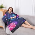thumbnail image 5 of Oversized Wearable Blanket Hoodie,Neon Feather with Dots Pattern Sherpa Blanket Hoodie with Super Pockets,Super Warm Fuzzy Pullover for Women & Men, 5 of 6