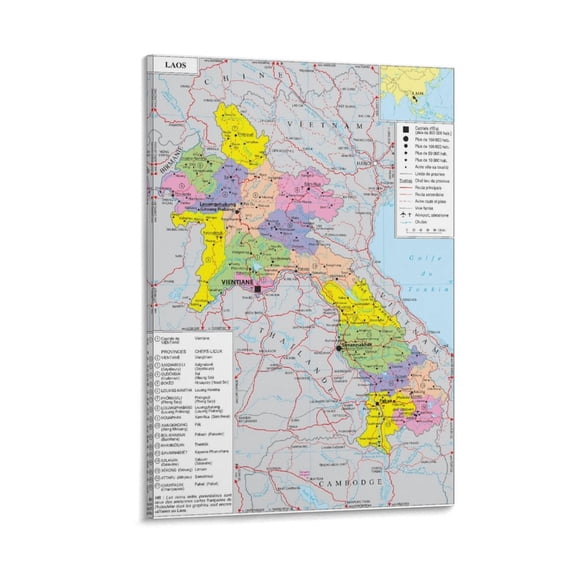 Laos Map Posters Art Poster Canvas Painting Decor Wall Print Photo Gifts Home Modern Decorative Posters 08x12inch(20x30cm)