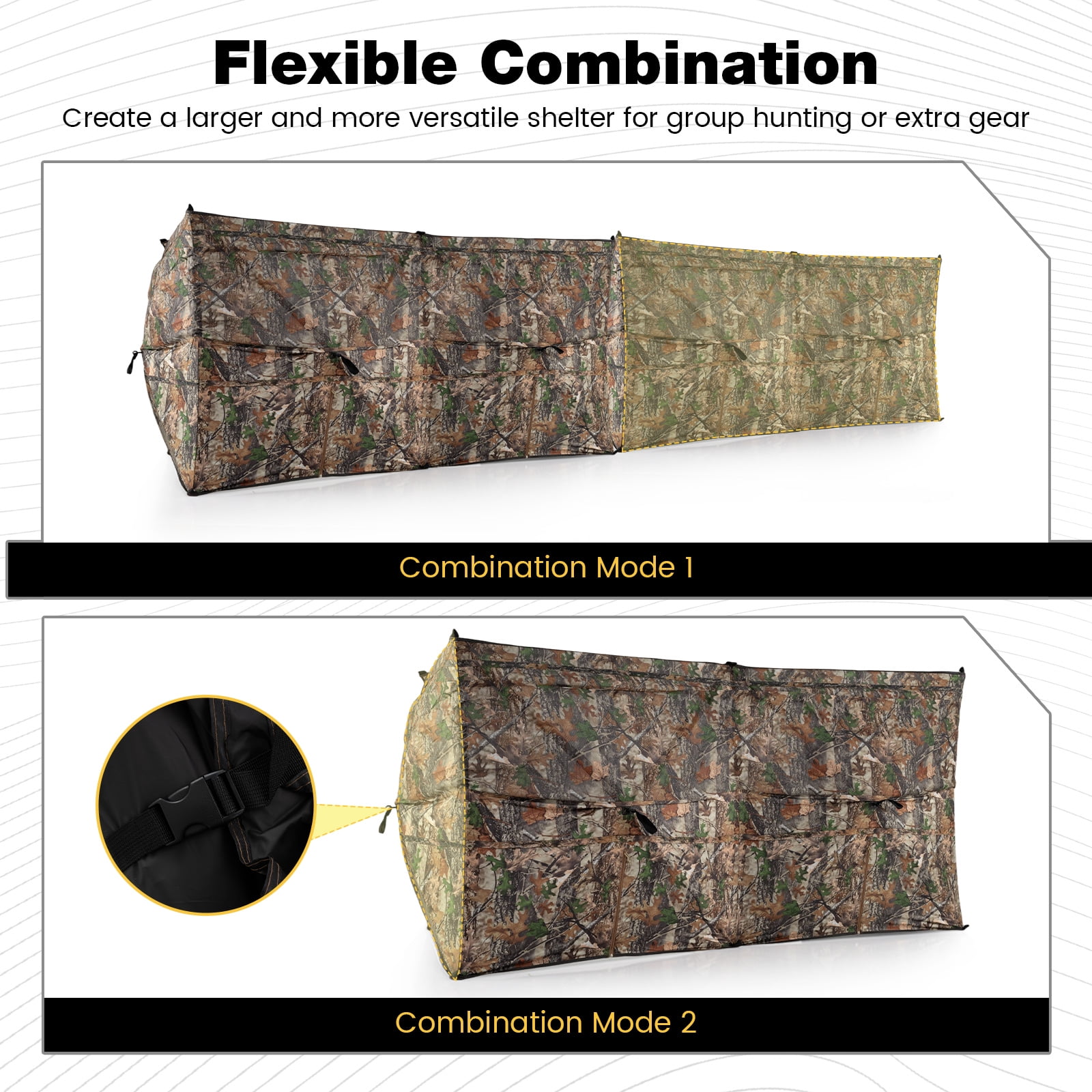 Gymax 360 Degree One-Way See-Through Hunting Blind Panel w/Dog Door Carrying Bag Camouflage