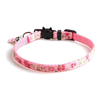Fashion With Flower Pendent Adjustable Buckles Neck Strap Kittens Necklace Cat Accessories Pet Supplies Breakaway Cat Collar PINK
