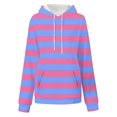 thumbnail image 5 of Plus Size Striped Hoodies for Women Drop Shoulder Long Sleeve Drawstring Oversize Fit Pocket Hooded Sweatshirt Tops (L, Blue), 5 of 5