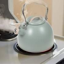 Luxshiny Light Green Stainless Steel Stovetop Tea Kettle with Whistle and Ergonomic Handle
