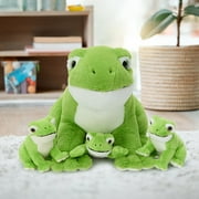 MaoGoLan 4pcs Frog Stuffed Animals 15.7'' Plush Frog Pillow with 3 Frog Babies Plush Toy