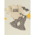 thumbnail image 2 of Bagilaanoe 3pcs Newborn Baby Girl Long Pants Set Ribbed Long Sleeve Romper Tops + Leopard Flare Trousers + Headband 3M 6M 12M 18M Infant Casual Clothes, 2 of 9