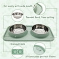 thumbnail image 3 of Double Dog Food Bowls Stainless Steel Food and Water Bowls with Non-Spill Plastic Mat blue, 3 of 5