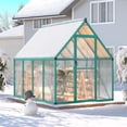 thumbnail image 2 of EastVita 6 x 7 ft Greenhouse Polycarbonate Walk-in Greenhouse with Aluminum Frame Clear Pop-up Greenhouse Green, 2 of 5