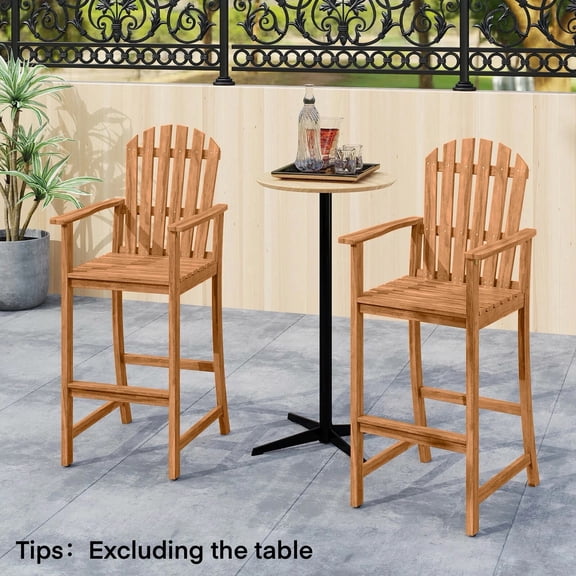 DRAZUNO 2PCS Tall Adirondack Chair w/Back, Armrests and Footrest for Balcony Porch Deck