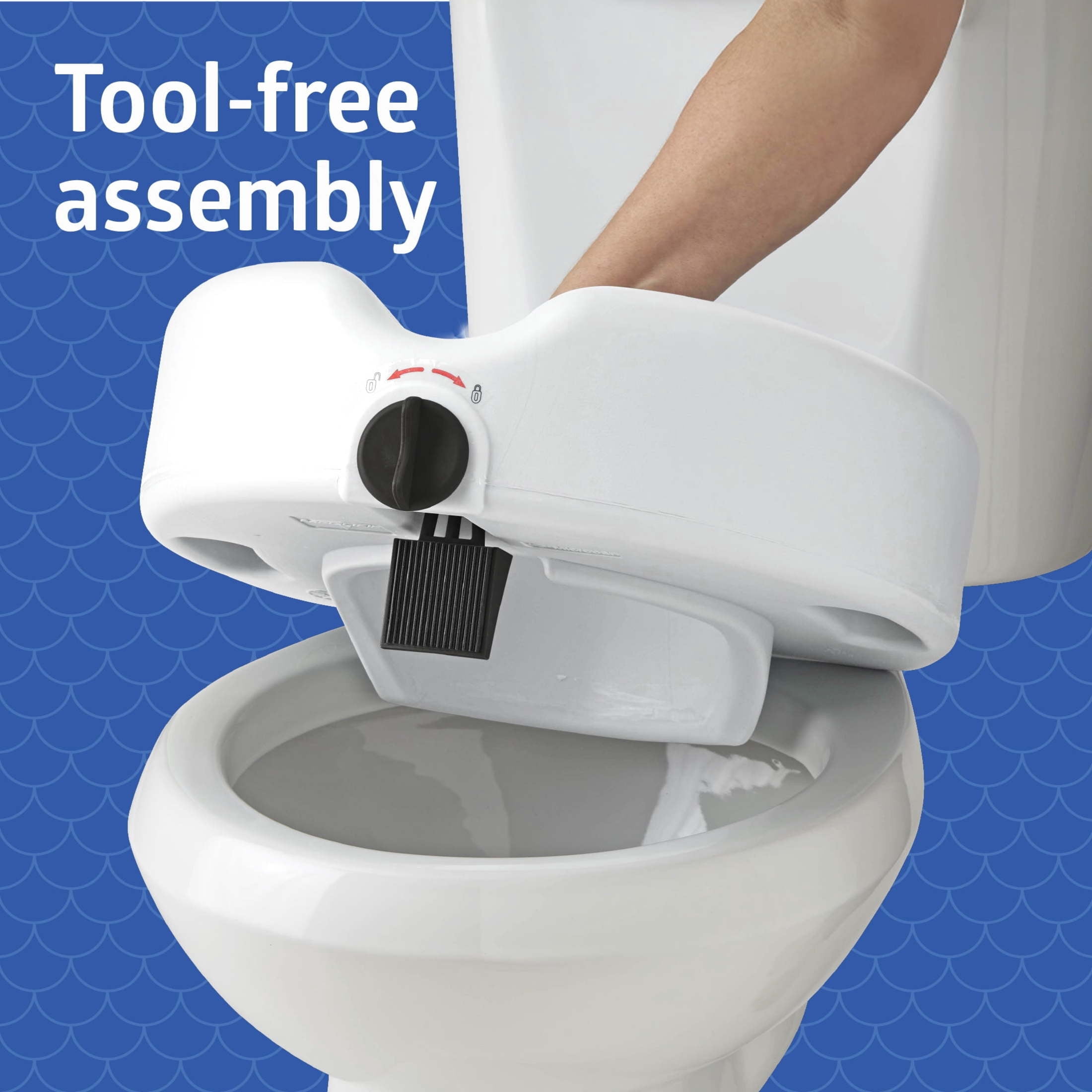 Medline 5 in Standard Raised Toilet Seat, with Lock and Padded Arms, White