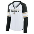 thumbnail image 2 of Women's Fanatics White/Black New Orleans Saints Redzone Blitz Package Raglan Lace-Up V-Neck Long Sleeve T-Shirt, 2 of 3