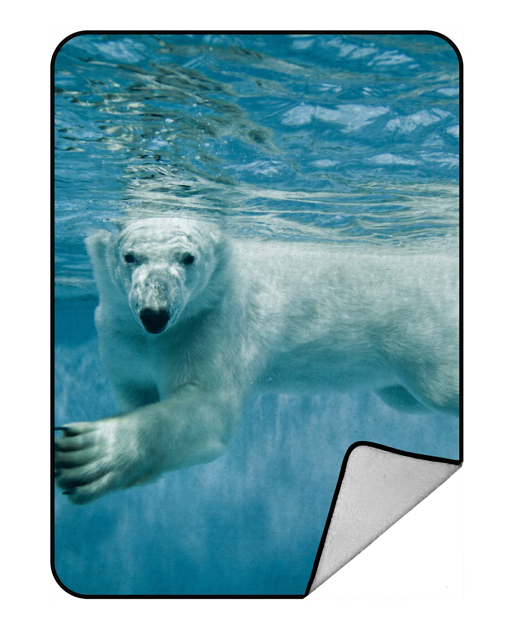 ZKGK Polar Bears Blanket Crystal Velvet Front and Lambswool Sherpa