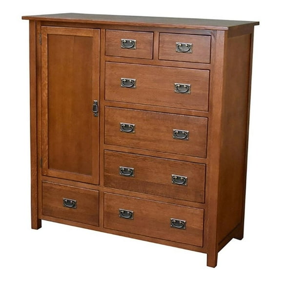 Pemberly Row Contemporary 7-Drawer Solid Wood Chest in Cherry