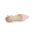 thumbnail image 4 of BLISSFUL STEP Women's Pointed Toe Rhines Ankle Strap Block Heels Pumps Light Pink 10, 4 of 7