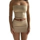 thumbnail image 1 of SAYOO Conjuntos de 2 piezas para mujer, blusas cortas de color liso sin tirantes de corte bajo, falda de cadera súper corta de cintura baja, ropa de verano para damas Bar/Fiesta/Club SAYOO moda, 1 of 4