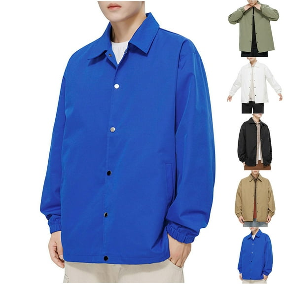 Brondbend Mens Jackets Coat for Men Lapel Long Sleeved Button Pocket Outerwear Solid Color Stylish Jacket Loose Festival Tops Black