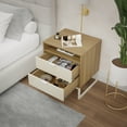 thumbnail image 5 of Kappesberg Collins 2-Drawer Nightstand with Open Shelf, Light Brown & Cream, Mid-Century Modern, 5 of 6