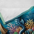 thumbnail image 4 of Ambesonne Nautical Fleece Throw Blanket Anchor Deep Ocean Life 60"x80" Sea Blue Amber Teal, 4 of 5