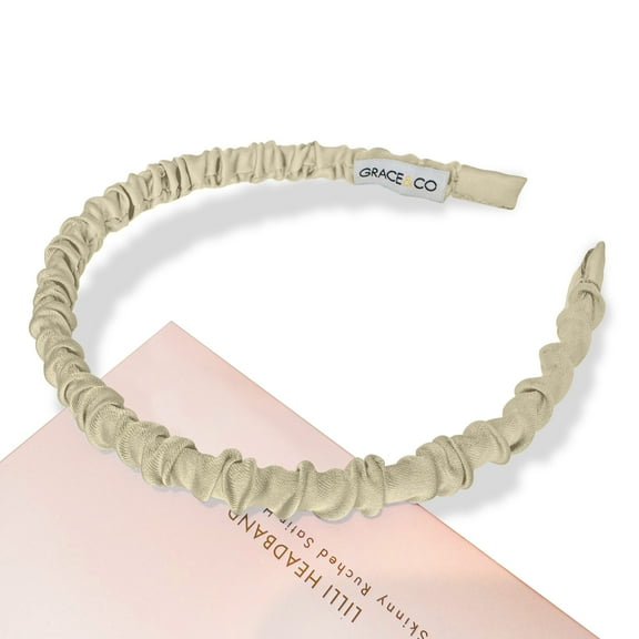 Lilli Skinny Ruched Satin Headband - Hazel