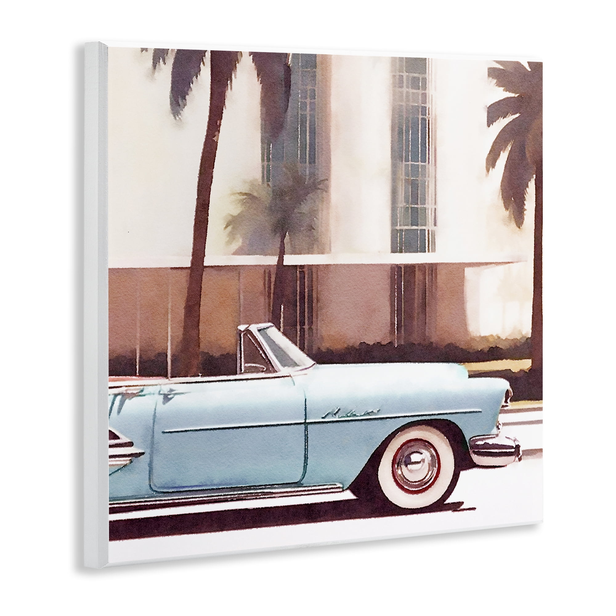 Stupell Industries Tropical Scene Classic Car Transportation Painting Unframed Art Print Wall Art, 12 x 12